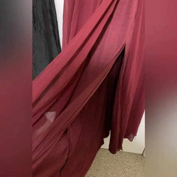 NWT Maniju L Formal Gown Burgundy Style m25891 Lace Bodice - Picture 6 of 9